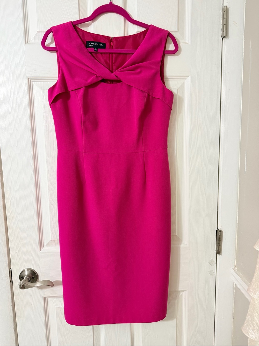 Jones New York Fuchsia Twist-Front Sheath Dress
